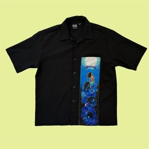 Vintage Y2K Third Rail Skateboard Mermaid Panel Short Sleeve Button up XL